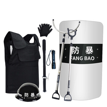 星工 XINGGONG 防暴装备 盔+钢叉+防暴盾+防刺服+橡胶棍 +手电+脚叉+防割手套+装备架9件套定制 XG-WF006