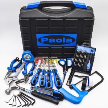 保拉（Paola）63件套工具箱 高品质尖嘴钢丝钳锤子内六角扳手螺丝刀套装 物业电工维修组套8005
