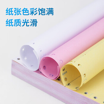 得力（deli）塞纳河系列打印纸 复印纸 可撕边打印纸 1000页/盒 二联【1/2CS彩色撕边】