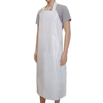 者也 TPU防水防油围裙护袖 劳保耐酸碱围裙防油污围腰袖套 20丝白色围裙+袖套可定制