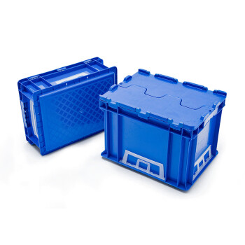 盛富永 塑料周转箱大号塑料箱带盖运输物流箱工具箱零件箱 H箱-有盖蓝色