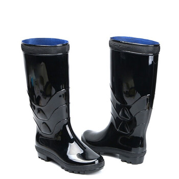 者也（ZYE）男士耐磨防滑高筒中筒塑胶雨靴 高筒黑底 41码 