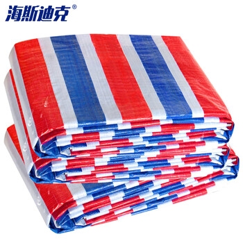 海斯迪克 HK-211 三色防雨布 防水防风篷布 普通款3米*50米 彩条布防雨布 单膜彩条布