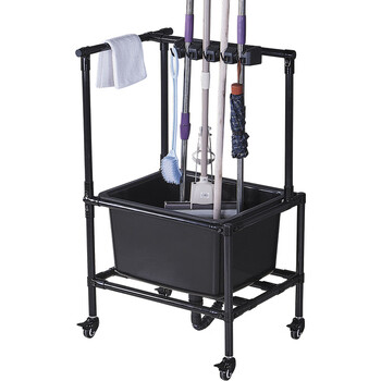 兰诗（LAUTEE）WY4177 可移动落地式拖把架多功能拖把池沥水挂架子 不锈钢 8挂10钩