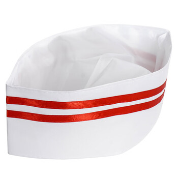 大杨399加厚涤纶工作帽 10顶 10*29cm 红条布船帽透气防尘帽 工厂食堂工作帽