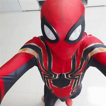 英雄远征紧身衣迈尔斯连体衣儿童cosplay服装 钢铁蜘蛛侠头套分离