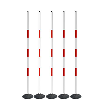 海斯迪克 HK-773 警戒标志杆 训练杆 蛇形跑标志杆 绕杆桩 角旗停车倒车桩 5套1米5 橡胶底座1.1kg+红白杆