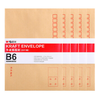 晨光B6信封信纸文件袋档案袋牛皮纸信封袋发票信封资料袋增值税用信封3号（176mm*125mm) 100个