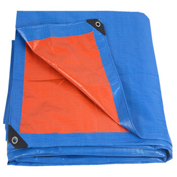 益美得 LH1075 加厚彩条布防雨布雨棚PE塑料布油布苫布遮阳雨蓬布 蓝橘色加厚 2*3/m