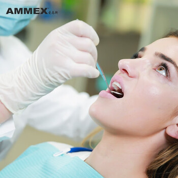 爱马斯（AMMEX）TLFVMD 一次性乳胶检查手套 无粉家务美容牙科 100只/盒 L码 定做 1盒