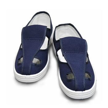 者也（ZYE）防静电鞋 工作透气鞋男女无尘车间劳保鞋帆布鞋PVC软底四孔白色/藏青2色可选 藏青色 41码