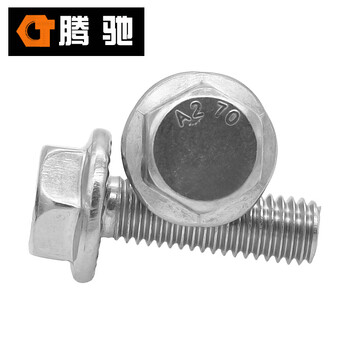 腾驰 CT 304 加大六角法兰螺栓（花齿） GB5789 不锈钢六角螺栓 M6*10（600支/盒）