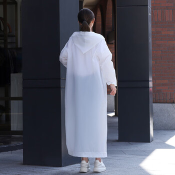 者也 EVA长款带帽雨衣 透明磨砂雨披户外登山一次性雨披 成人款