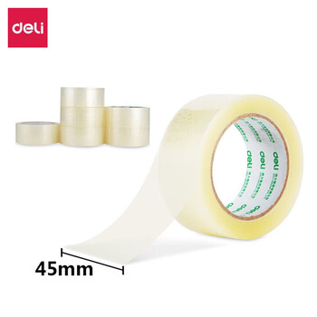 得力（deli）30183 透明胶 封箱胶带 打包胶带 打包带  45mmx100yx45um 6卷