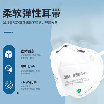 3MKN95防尘口罩防工业粉尘飞沫颗粒物花粉9501+耳戴式 50只
