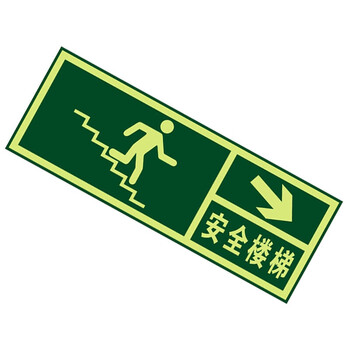 谋福CNMF 消防标识指示牌荧光安全出口地贴夜光紧急通道楼梯墙贴自发光警示疏散标志牌 （墙贴右下）780