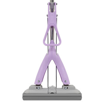 兰诗（LAUTEE）TTB-050 不锈钢伸缩杆胶棉挤水拖把 免手洗胶棉地拖 紫色28厘米