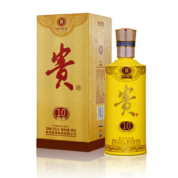 洋河股份 贵州贵酒 年份系列 贵10 53度 单瓶装白酒500ml 口感酱香型