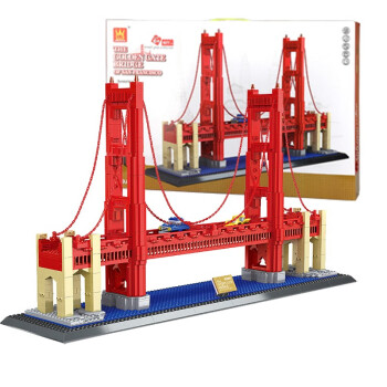 圣母院拼装模型城市小颗粒拼插积木儿童玩具礼物6210金门大桥1977pcs