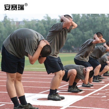 安赛瑞 体能服套装 训练服夏季短袖 军训服速干衣吸汗背心 上衣和裤子 175 700270