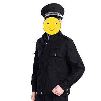 鸣固 保安服 物业门卫执勤服长袖劳保工作服套装 春秋保暖舒适执勤服 藏青拉链款