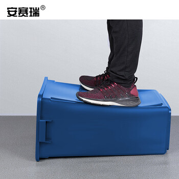 安赛瑞 摇盖垃圾分类垃圾桶 新国标加厚环卫户外果皮垃圾箱 蓝色 可回垃圾 60L 27267