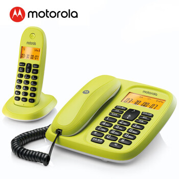 摩托罗拉（Motorola）数字无绳电话机 无线座机 子母机一拖一 办公家用 中文显示 双免提套装CL101C(青柠色)