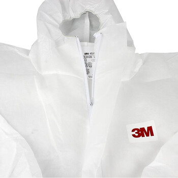 3M 4515白色带帽连体防护服车间防尘喷漆作业防颗粒透气防液体防化服 1件   XXL