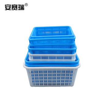 安赛瑞 加厚塑料周转筐 830×590×420mm（一个装）周转箩蔬菜水果箱收纳筐 物流快递分类框 蓝色 24568