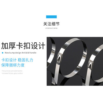 飞尔（FLYER）201不锈钢扎带 白钢滚珠自锁式金属箍扎带 100根/包【19×1500MM】