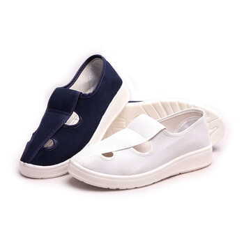 者也（ZYE）防静电鞋 PU工作透气鞋男女无尘车间劳保鞋帆布鞋PVC底四孔白色/藏青2色可选 藏青色PU底 39码