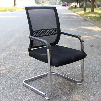 穆运 工业生产工作椅会议室办公椅网布会议椅子弓形靠椅黑色透气网布900*400*400