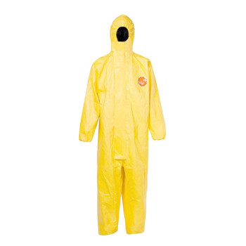 杜邦 Tychem 2000 连体防护服工业透气实验室防无机化学品防尘带头罩不带脚套黄色 XL码 1套装