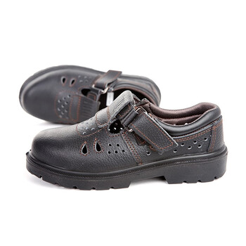 羿科 60710835 钢包头防砸安全鞋 透气凉鞋 牛皮帮面防滑PU大底 1双 40码