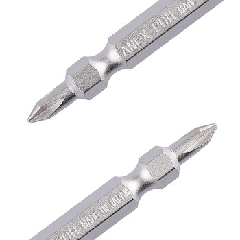 安力士牌（ANEX）进口AHM-0065 螺丝刀批头 双头强磁螺丝刀 十字批咀 PH0X65mm 2支装