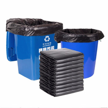 斯图加厚大号垃圾袋户外分类垃圾袋保洁袋垃圾桶袋酒店物业环卫商用 平口黑色120*140cm(40只装)