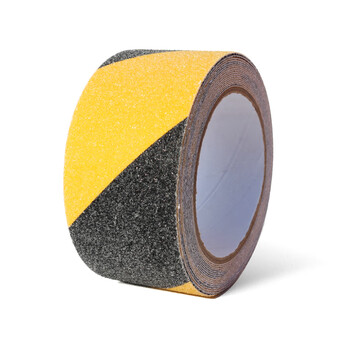 谋福 CNMF 9050   地面磨砂防滑胶带 警示胶带 耐磨楼梯台阶防滑条胶带 磨砂地贴 （黑黄色 15米长*5厘米宽）