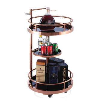 南 C-1 多功能酒水车 玫瑰金 酒店餐厅送餐车茶水车点心蛋糕车置物架
