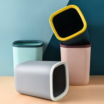 兰诗（LAUTEE）FH-1026 塑料压圈垃圾桶酒店办公室纸篓清洁桶 灰色10L