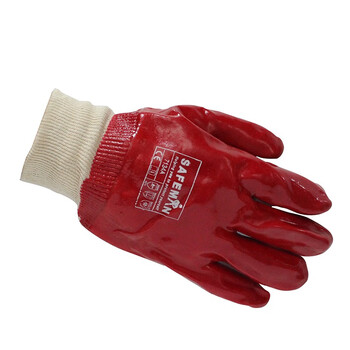 君御7134A红色PVC全浸棉衬手套 12副/打 *1打 红色