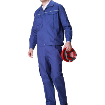江燕 夏季纯棉工作服 长袖电工服 带反光条工装 100%棉 JY-1276 蓝色上衣 XL 175