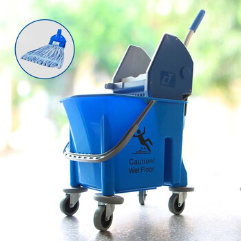 CT施达 TM-SB 25G 手动下压式排拖单桶榨水车 保洁清洁车带轮榨水桶拖把桶压水车 25L 绿色