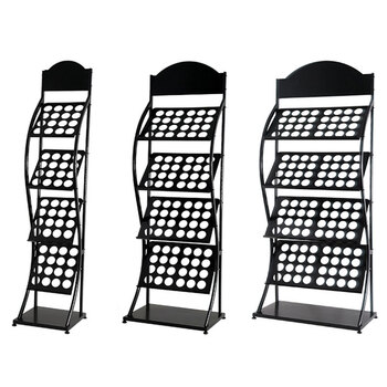 冰禹 BYaf-71 书架报刊架 多层报刊书报架 宣传展示架 黑63cm宽圆顶小孔板型199