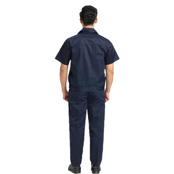 劳保佳 短袖工作服套装 汽修 电工 车间工装 藏蓝套装 Xl/175码