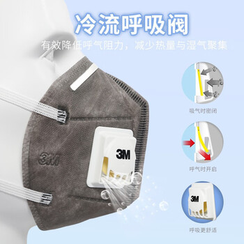 3M 9541V活性炭口罩 带呼吸阀KN95装修防异味防雾霾PM2.5耳带式防尘口罩 20只（一盒）