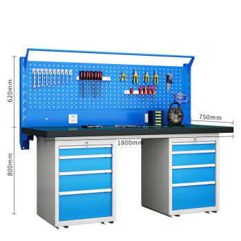 天旦重型工作台TD-T1108车间操作台维修桌1.8米左右四抽单挂板带灯架