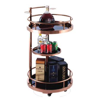 南 C-1 多功能酒水车 玫瑰金 酒店餐厅送餐车茶水车点心蛋糕车置物架