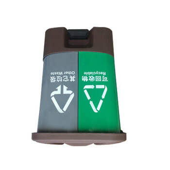 苏识 YJ-A139 户外双桶脚踏式连体可回收环卫四色分类垃圾箱 20L 绿灰分类桶