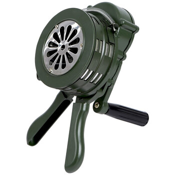 雅恪尚 应急疏散演习报警器消防手摇报警器铝合金高分贝防汛防灾警报器 绿色