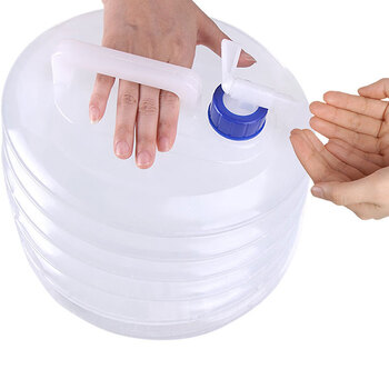 冰禹 BY-7096 5L10L15L 野营户外车载饮水器 便携式透明储水罐 PE折叠水桶便携水壶 15L